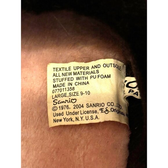 Hello Kitty Large Plush Slippers Size 9-10 Sanrio Textured Sole Pink & Black - Picture 5 of 5